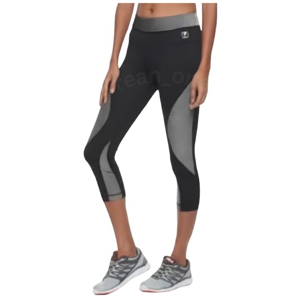 FILA Sport Pants - FILA Sport Women's Gray Striped Trim Wide Waistband Capri Crop Leggings Medium